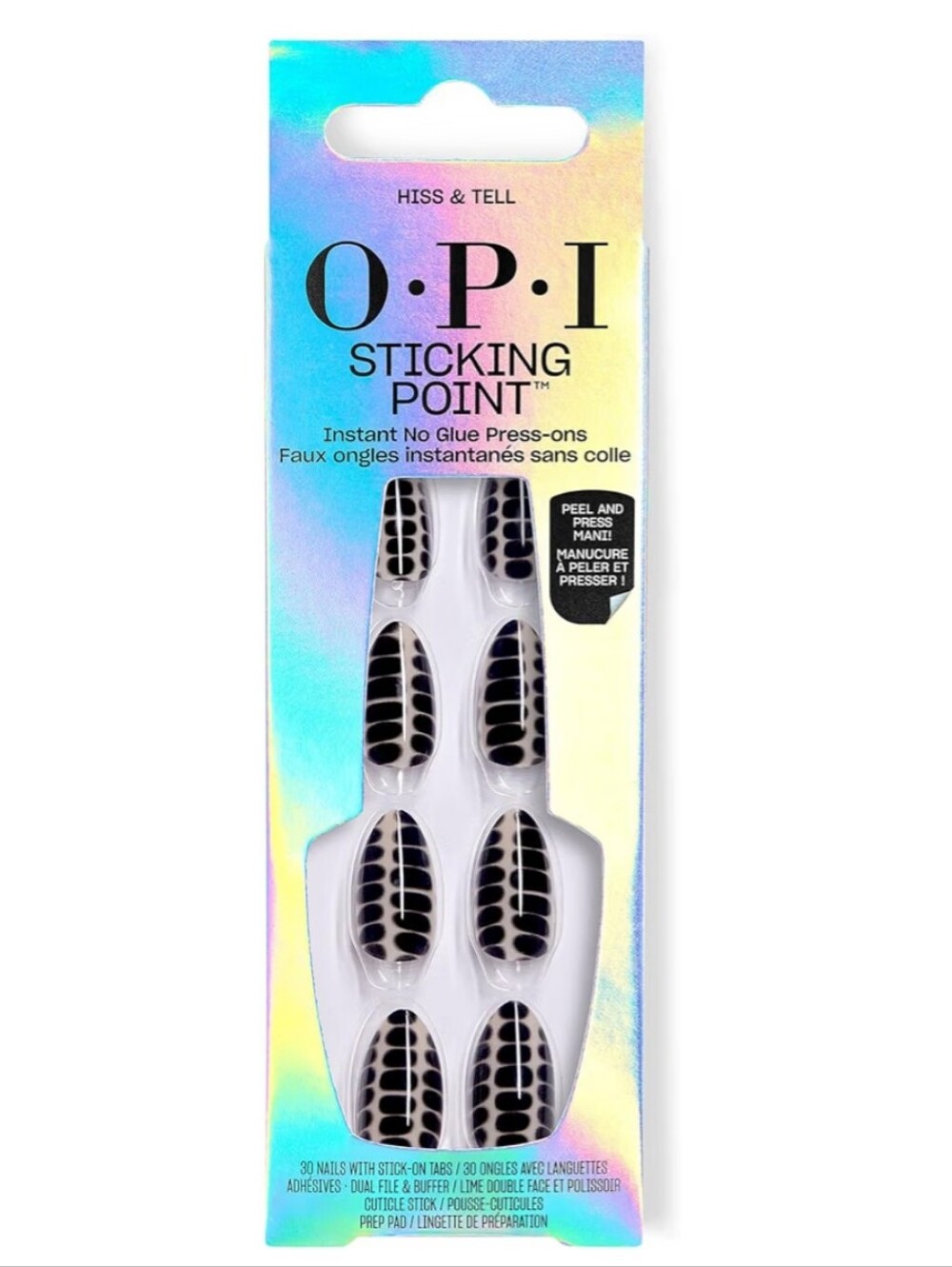 OPI Black and White Hiss & Tell Press-On Nail Set